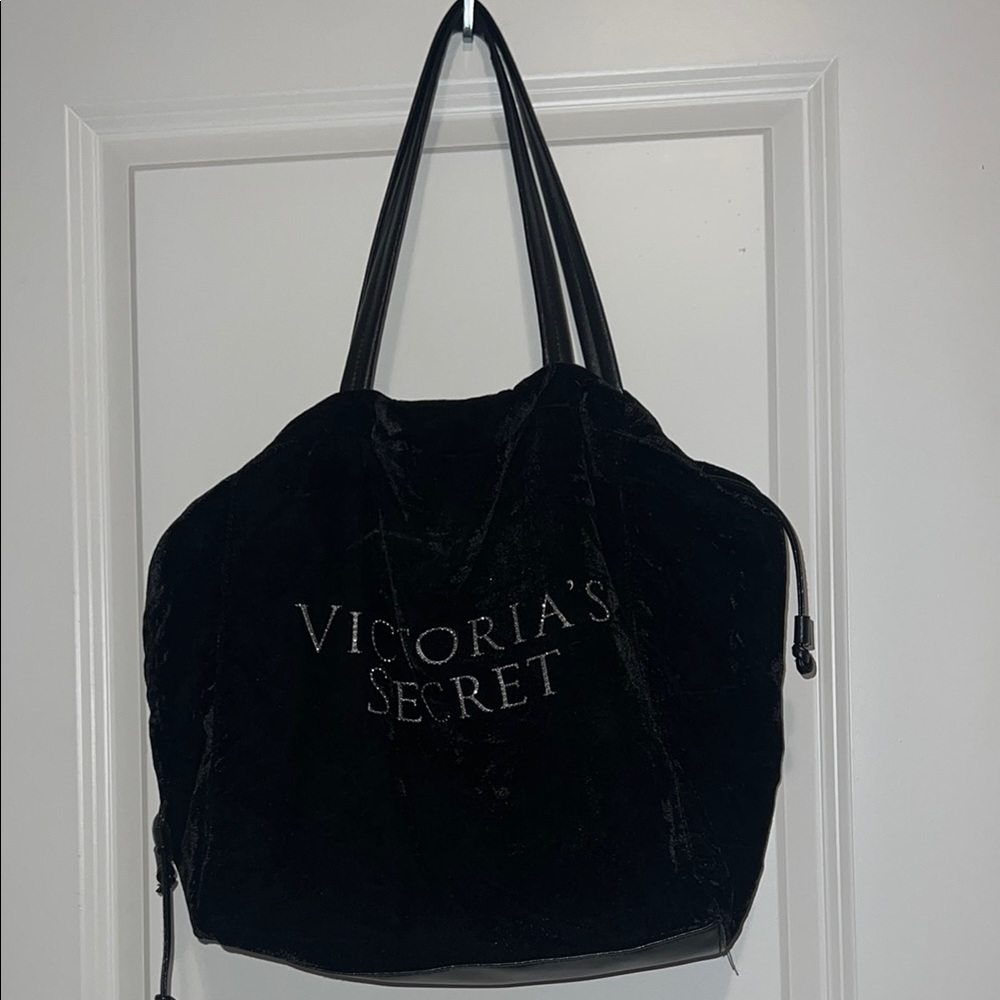 Victoria's Secret Black Velvet Tote Bag
